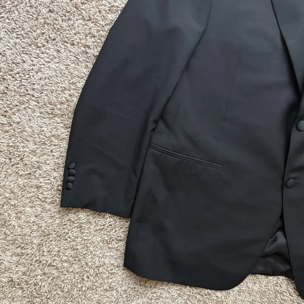 Canali Made In Italy Wool Mohair Travel Suit Black Men’s Size 48L Pants 42x33